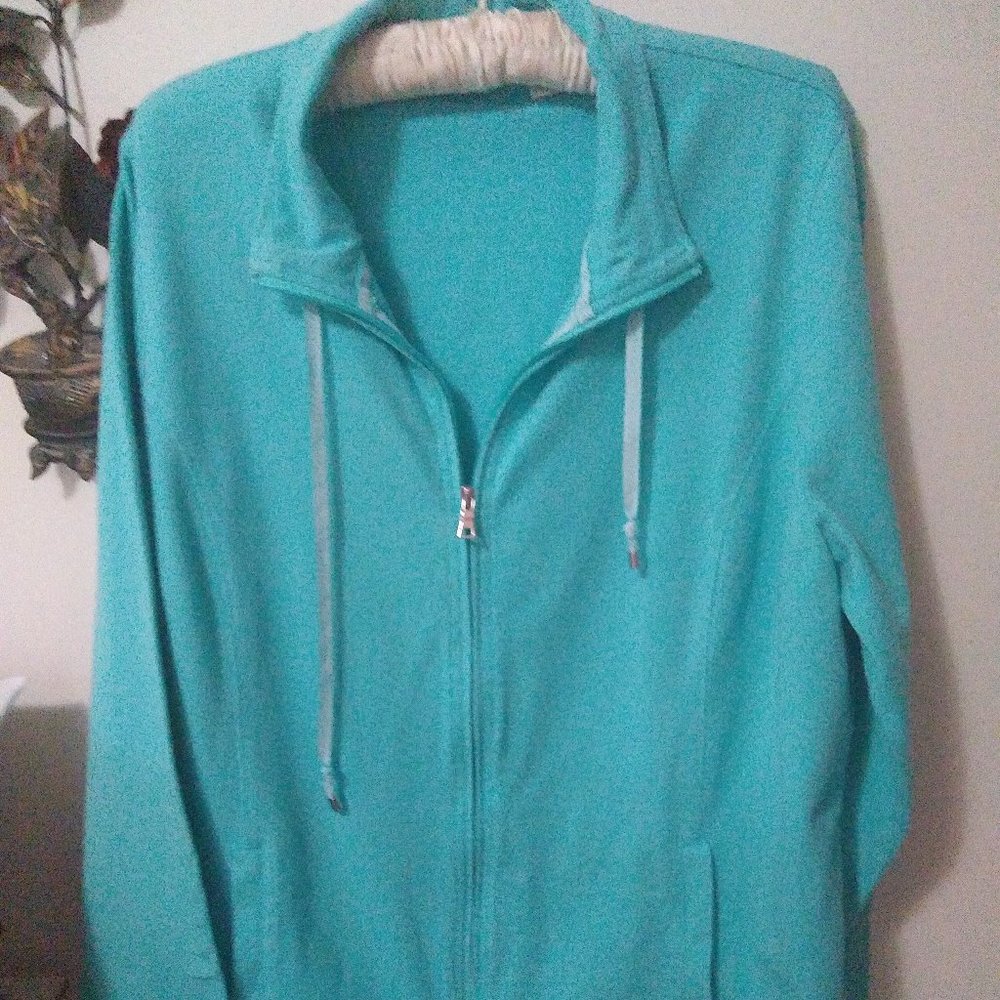 Croft & Barrow Turquoise lightweight knit jacket.